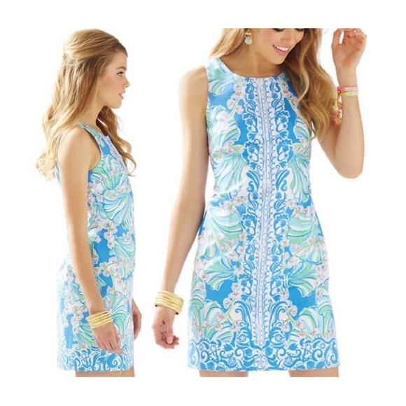 Lilly Pulitzer Cathy Shift in Bay Blue Coasting Engineered Shell - Picture 12 of 12